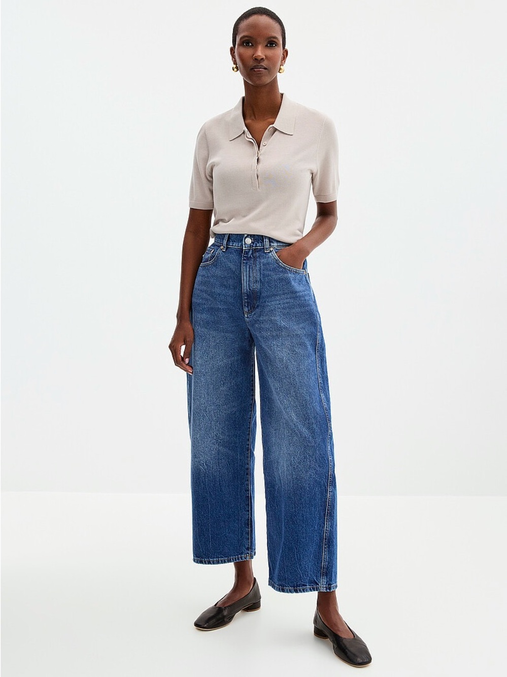 DL1961 High-Rise Wide Leg Jeans in Medium Blue Wash